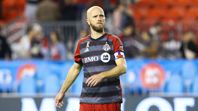 TORONTO, CANADA - AUGUST 30: Michael Bradley of Toronto FC celebrates after scoring his team's wins after the MLS Major League Soccer match between Toronto FC and Philadelphia Union at BMO Field on August 30, 2023 in Toronto, Canada.