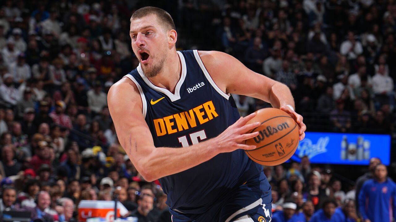 DENVER, CO - DECEMBER 15: Nikola Jokic #15 of the Denver Nuggets drives to the basket during the game against the Houston Rockets on December 15, 2025 at Ball Arena in Denver, Colorado. NOTE TO USER: User expressly acknowledges and agrees that, by downloading and/or using this Photograph, user is consenting to the terms and conditions of the Getty Images License Agreement. Mandatory Copyright Notice: Copyright 2025 NBAE