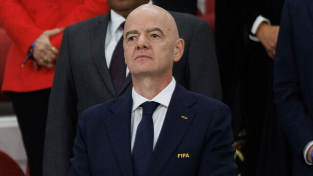 Doha, Qatar - December 15: FIFA President Gianni Infantino during the FIFA Arab Cup 2025 Semi Final match between Morocco and United Arab Emirates at Khalifa International Stadium on December 15, 2025 in Doha, Qatar.
