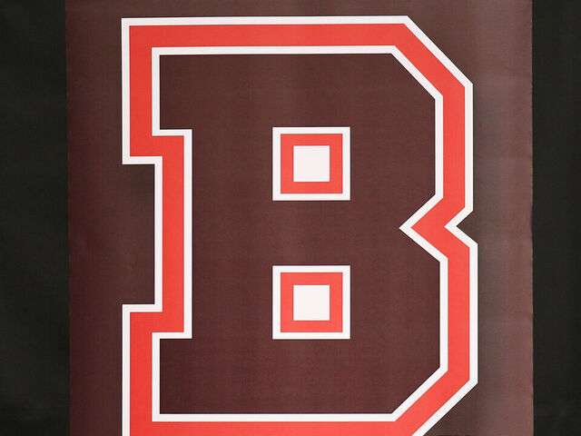 PROVIDENCE, RI - MARCH 16: A general view of signage with the Brown University Bears logo and The Ivy League logo during the college basketball Ivy League Tournament championship game between the Cornell Big Red and the Yale Bulldogs on March 16, 2025, at the Pizzitola Sports Center in Providence, RI.