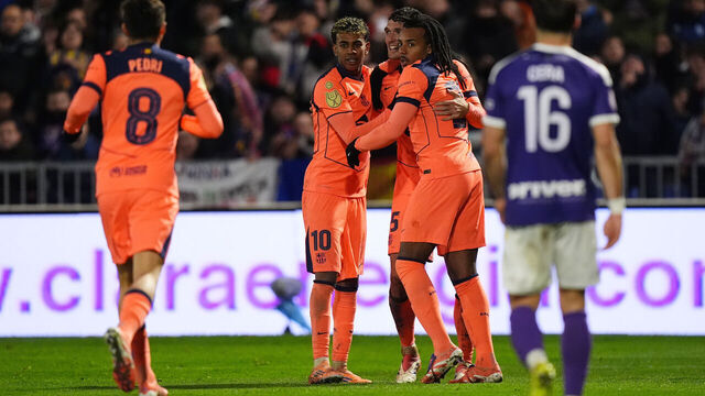 GUADALAJARA, SPAIN - DECEMBER 16: Andreas Christensen of FC Barcelona celebrates with teammates after scoring his team's first goal during the Copa del Rey match between CD Guadalajara and FC Barcelona at Estadio Pedro Escartin on December 16, 2025 in Guadalajara, Spain.