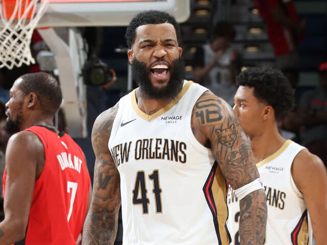 NEW ORLEANS, LA - DECEMBER 18: Saddiq Bey #41 of the New Orleans Pelicans celebrates during the game against the Houston Rockets on December 18, 2025 at the Smoothie King Center in New Orleans, Louisiana. Mandatory Copyright Notice: Copyright 2025 NBAE