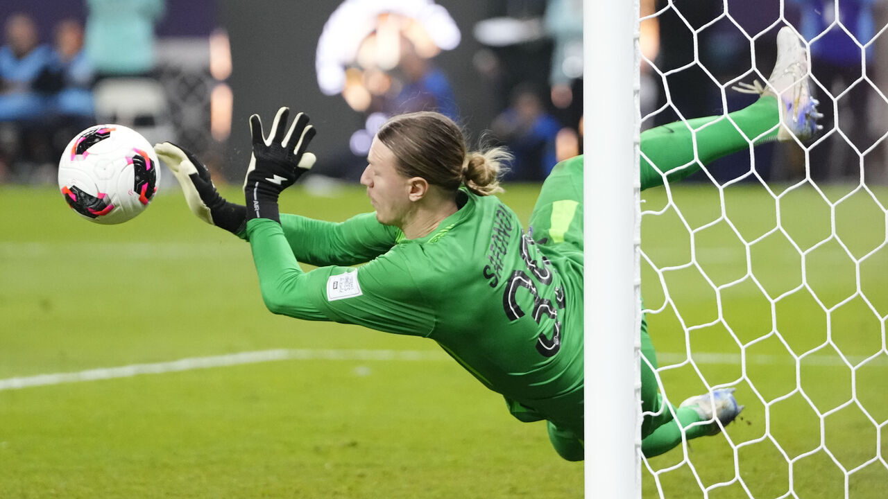 Matvey Safonov goalkeeper of PSG and Russia make save the decisive penalty to win FIFA Intercontinental Cup 2025 Final match between Paris Saint-Germain FC and Flamengo at Ahmad Bin Ali Stadium on December 17, 2025 in Doha, Qatar.