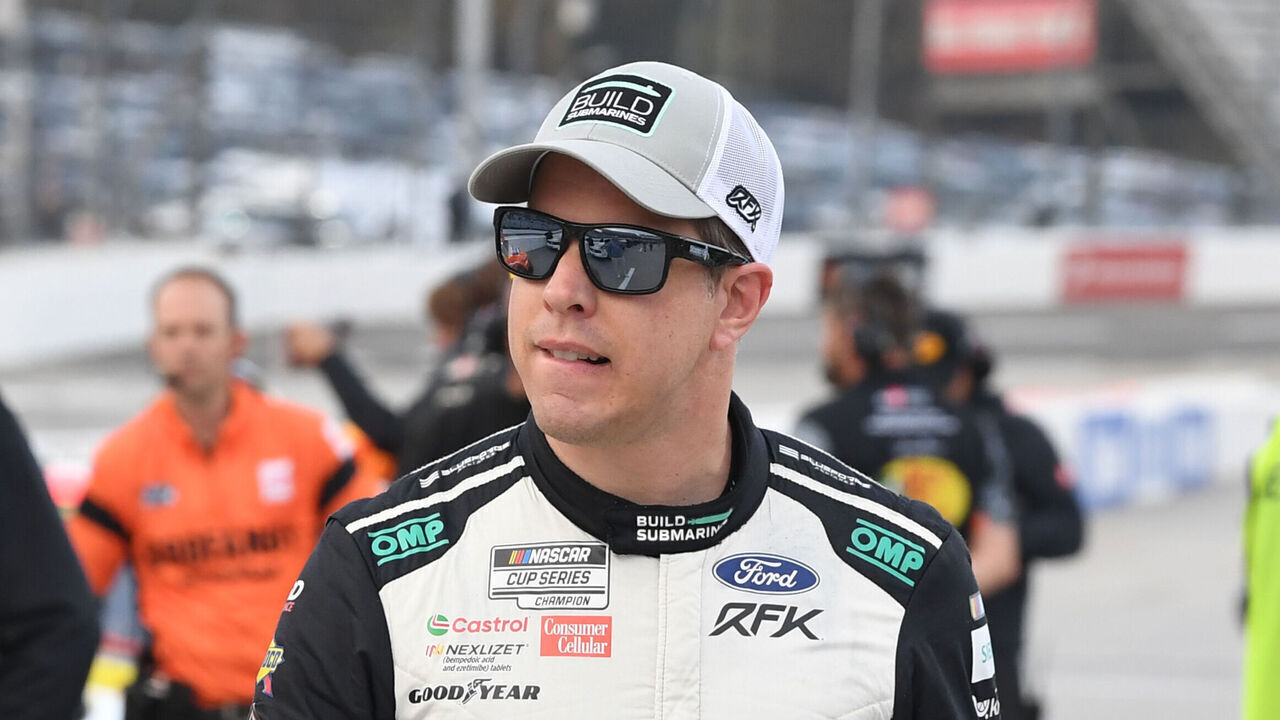 MARTINSVILLE, VA - OCTOBER 25: Brad Keselowski (#6 RFK Racing Buildsubmarines.com Ford) looks on during qualifying for the running of the NASCAR Cup Series Xfinity 500 on October 25, 2025, at Martinsville Speedway in Martinsville, VA.