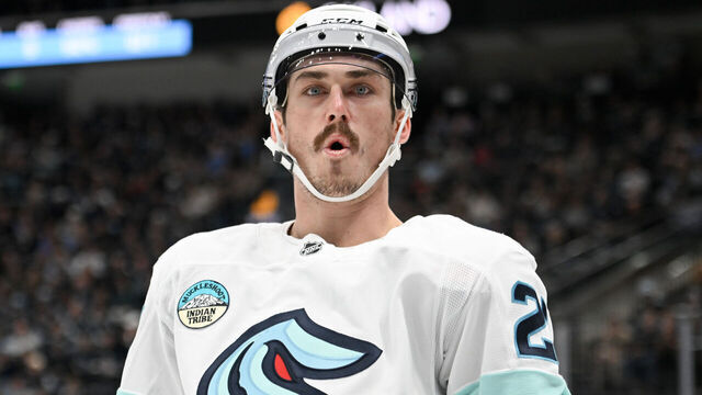 SALT LAKE CITY, UTAH - DECEMBER 12: Mason Marchment #27 of the Seattle Kraken celebrates a goal during the second period of the game against the Utah Mammoth at Delta Center on December 12, 2025 in Salt Lake City, Utah.