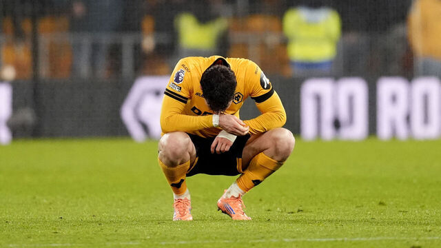 Wolverhampton Wanderers' Jorgen Strand Larsen looks dejected following the Premier League match at the Molineux Stadium, Wolverhampton. Picture date: Saturday December 20, 2025.