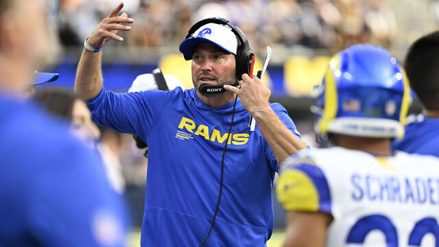 Inglewood, CA - August 09: Coach Chase Blackburn of the Los Angeles Rams in the first half of a NFL football game at SoFi Stadium in Inglewood on Saturday, August 9, 2025.