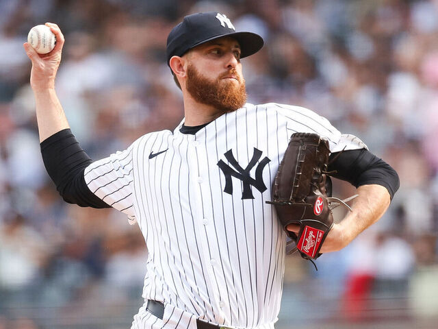 NEW YORK, NY - SEPTEMBER 27: Paul Blackburn #58 of the New York Yankees pitches during the game against the Baltimore Orioles at Yankee Stadium on September 27, 2025 in New York, New York.