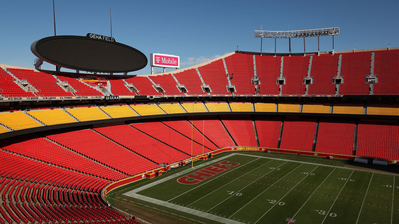 KANSAS CITY, MISSOURI - DECEMBER 09: A general view of the stadium at GEHA Field at Arrowhead Stadium on December 09, 2025 in Kansas City, Missouri.