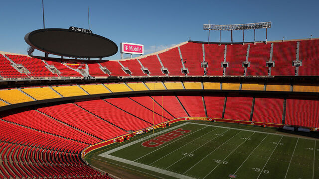 KANSAS CITY, MISSOURI - DECEMBER 09: A general view of the stadium at GEHA Field at Arrowhead Stadium on December 09, 2025 in Kansas City, Missouri.
