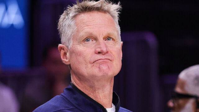 MIAMI, FLORIDA - NOVEMBER 19: Head coach Steve Kerr of the Golden State Warriors looks on prior to a game against the Miami Heat at Kaseya Center on November 19, 2025 in Miami, Florida.