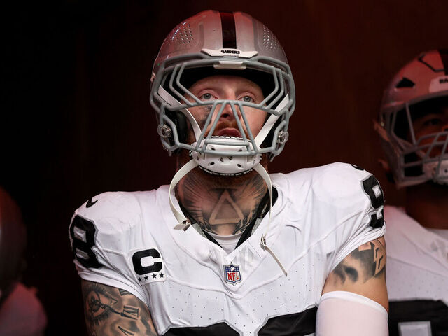 HOUSTON, TEXAS - DECEMBER 21: Maxx Crosby #98 of the Las Vegas Raiders walks out of the tunnel before the game against the Houston Texans at NRG Stadium on December 21, 2025 in Houston, Texas.