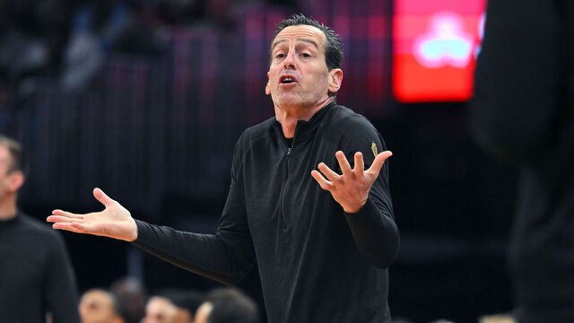 CLEVELAND, OHIO - DECEMBER 22: Head coach Kenny Atkinson of the Cleveland Cavaliers reacts during the second quarter against the Charlotte Hornets at Rocket Arena on December 22, 2025 in Cleveland, Ohio.