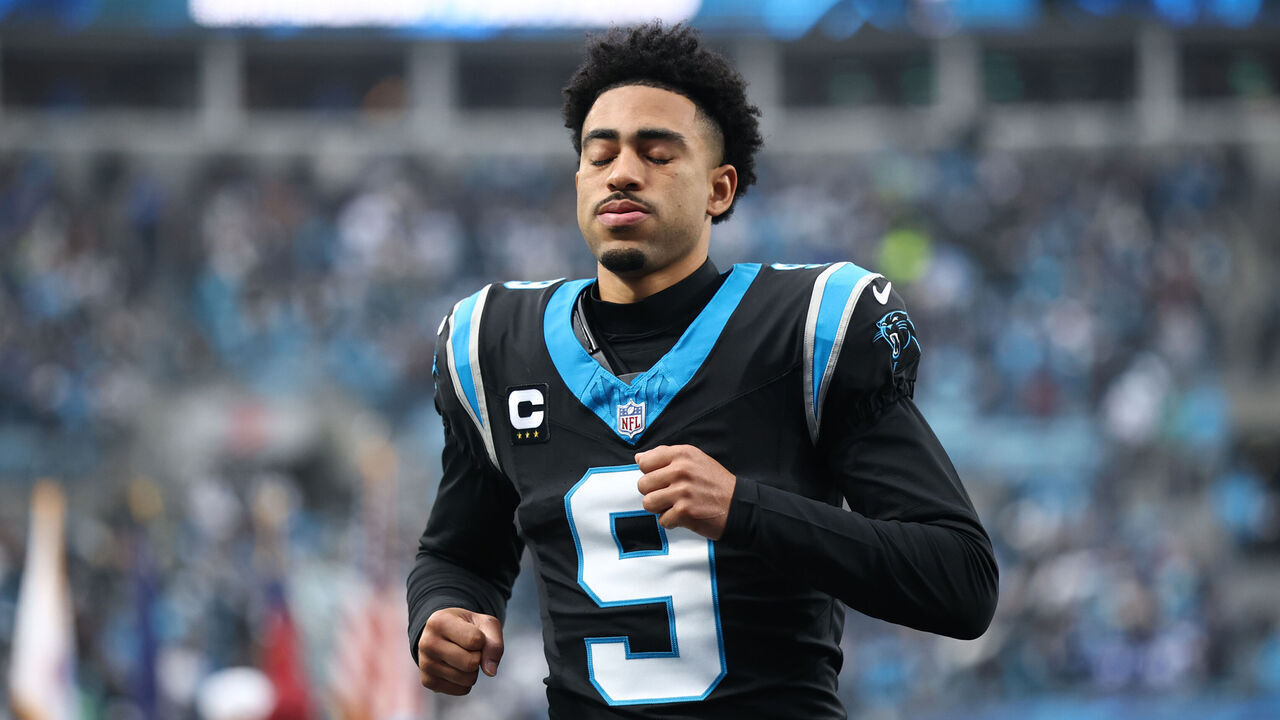 CHARLOTTE, NORTH CAROLINA - DECEMBER 28: Bryce Young #9 of the Carolina Panthers is seen before playing the Seattle Seahawks at Bank of America Stadium on December 28, 2025 in Charlotte, North Carolina.