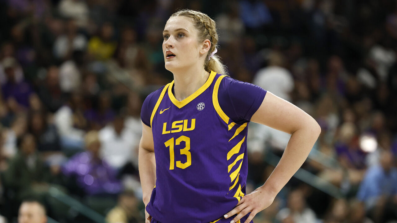NEW ORLEANS, LOUISIANA - NOVEMBER 17: Kate Koval #13 of the LSU Tigers walks backcourt during the first half of a game against the Tulane Green Wave at Avron B. Fogelman Arena on November 17, 2025 in New Orleans, Louisiana.