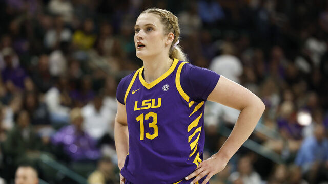 NEW ORLEANS, LOUISIANA - NOVEMBER 17: Kate Koval #13 of the LSU Tigers walks backcourt during the first half of a game against the Tulane Green Wave at Avron B. Fogelman Arena on November 17, 2025 in New Orleans, Louisiana.