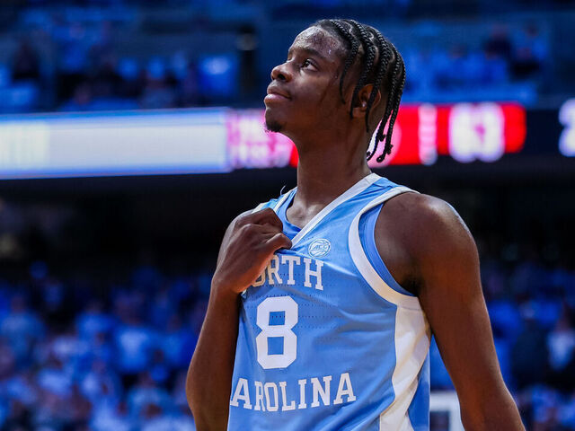 CHAPEL HILL, NORTH CAROLINA - DECEMBER 30: Caleb Wilson #8 of the North Carolina Tar Heels reacts during the second half of a basketball game against the Florida State Seminoles at Dean E. Smith Center on December 30, 2025 in Chapel Hill, North Carolina.
