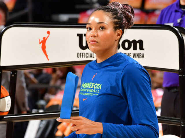 PHOENIX, AZ - SEPTEMBER 26: Napheesa Collier #24 of the Minnesota Lynx warms up before the game against the Phoenix Mercury during Game 3 of the WNBA semifinals on September 26, 2025 at PHX Arena in Phoenix, Arizona. Mandatory Copyright Notice: Copyright 2025 NBAE