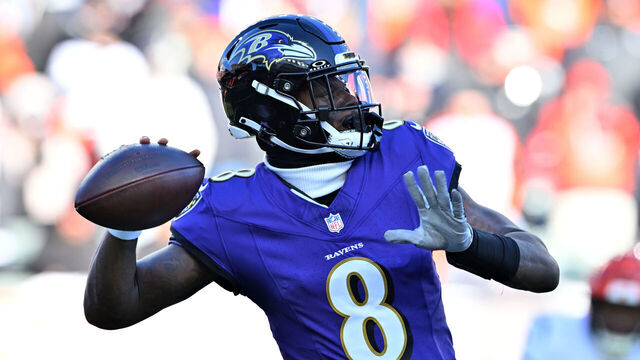 CINCINNATI, OHIO - DECEMBER 14: Lamar Jackson #8 of the Baltimore Ravens throws a pass during the second quarter against the Cincinnati Bengals at Paycor Stadium on December 14, 2025 in Cincinnati, Ohio.