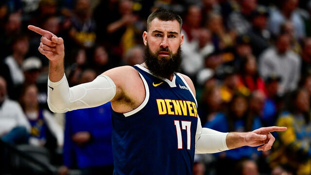 DENVER, COLORADO - DECEMBER 22: Jonas Valanciunas #17 of the Denver Nuggets looks on in the second half against the Utah Jazz at Ball Arena on December 22, 2025 in Denver, Colorado.