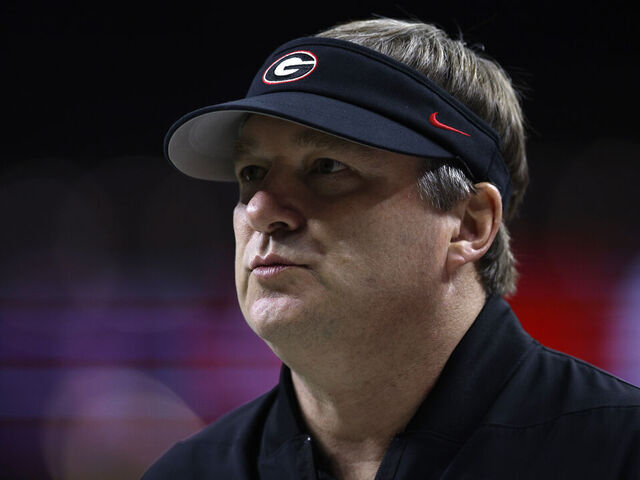 NEW ORLEANS, LOUISIANA - JANUARY 01: Head coach Kirby Smart of the Georgia Bulldogs looks on prior to the game against the Ole Miss Rebels during the 2025 College Football Playoff Quarterfinal at the Allstate Sugar Bowl at Caesars Superdome on January 01, 2026 in New Orleans, Louisiana.