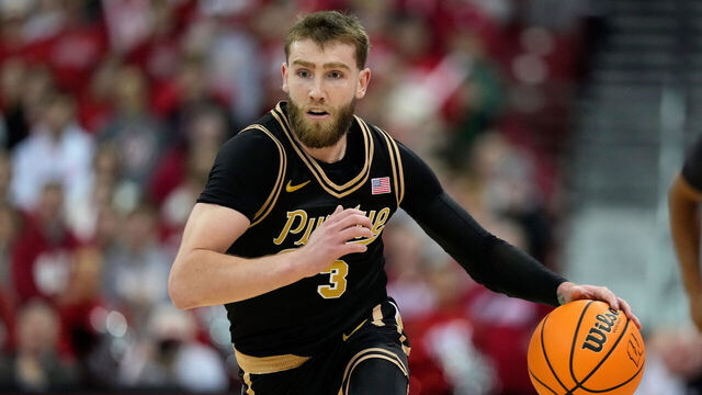 MADISON, WISCONSIN - JANUARY 03: Braden Smith #3 of the Purdue Boilermakers leads a fast break during the first half of the game against the Wisconsin Badgers at Kohl Center on January 03, 2026 in Madison, Wisconsin.