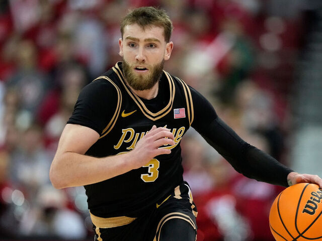 MADISON, WISCONSIN - JANUARY 03: Braden Smith #3 of the Purdue Boilermakers leads a fast break during the first half of the game against the Wisconsin Badgers at Kohl Center on January 03, 2026 in Madison, Wisconsin.