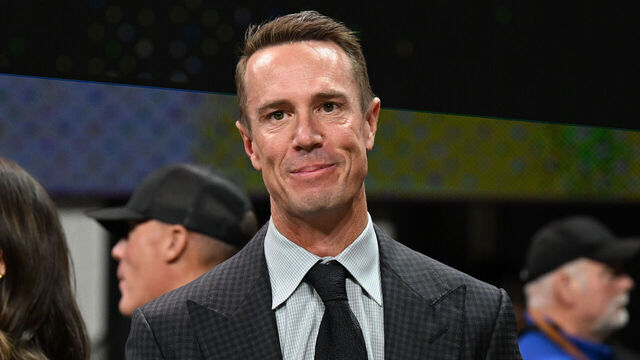 ATLANTA, GA OCTOBER 03: Former Falcon Matt Ryan on the sideline prior to the start of the NFL game between the Tampa Bay Buccaneers and the Atlanta Falcons on October 3rd, 2024 at Mercedes-Benz Stadium in Atlanta, GA.