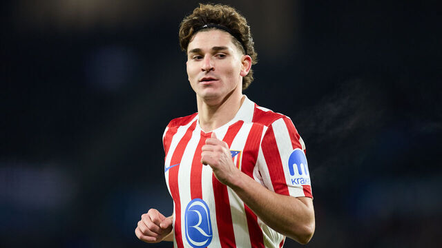 SAN SEBASTIAN, SPAIN - JANUARY 04: Julian Alvarez of Atletico de Madrid looks on during the LaLiga EA Sports match between Real Sociedad and Atletico de Madrid at Anoeta on January 4, 2026, in San Sebastian, Spain.