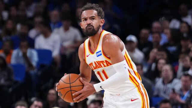 ORLANDO, FLORIDA - OCTOBER 24: Trae Young #11 of the Atlanta Hawks dribbles the ball up the court against the Orlando Magic during the first quarter at Kia Center on October 24, 2025 in Orlando, Florida. NOTE TO USER: User expressly acknowledges and agrees that, by downloading and/or using this photograph, user is consenting to the terms and conditions of the Getty Images License Agreement.