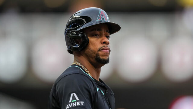 MINNEAPOLIS, MN - SEPTEMBER 13: Ketel Marte #4 of the Arizona Diamondbacks looks on against the Minnesota Twins on September 13, 2025 at Target Field in Minneapolis, Minnesota.