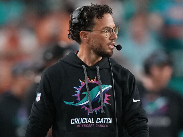 MIAMI GARDENS, FL - SEPTEMBER 30: Miami Dolphins head coach Mike McDaniel walks the sidelines during the game between the Tennessee Titans and the Miami Dolphins on Monday, September 30, 2024 at Hard Rock Stadium in Miami Gardens, Fla.