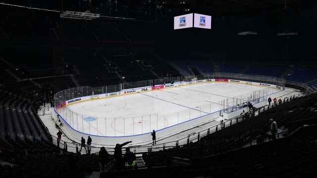This photograph shows the rink of the Santagiulia Ice Hockey Arena prior the Milano Hockey Finals, as part of Milano Cortina 2026 Olympic Games test event, in Milan on Januray 9, 2026.