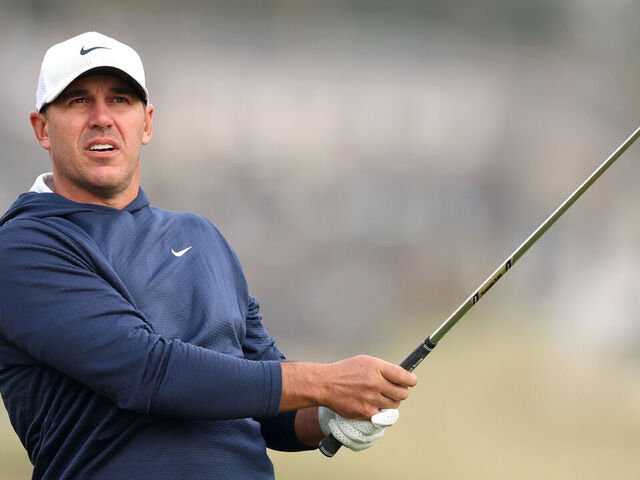CARNOUSTIE, SCOTLAND - OCTOBER 02: Brooks Koepka of the United States plays his second shot on the second hole on day one of the Alfred Dunhill Links Championship 2025 at Carnoustie Golf Links on October 02, 2025 in Carnoustie, Scotland.
