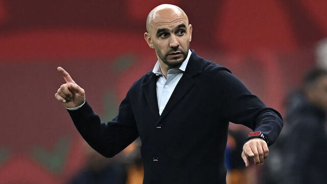 Morocco's head coach Walid Regragui gestures during the Africa Cup of Nations (CAN) quarter-final football match between Cameroon and Morocco at the Prince Moulay Abdallah stadium in Rabat on January 9, 2026.