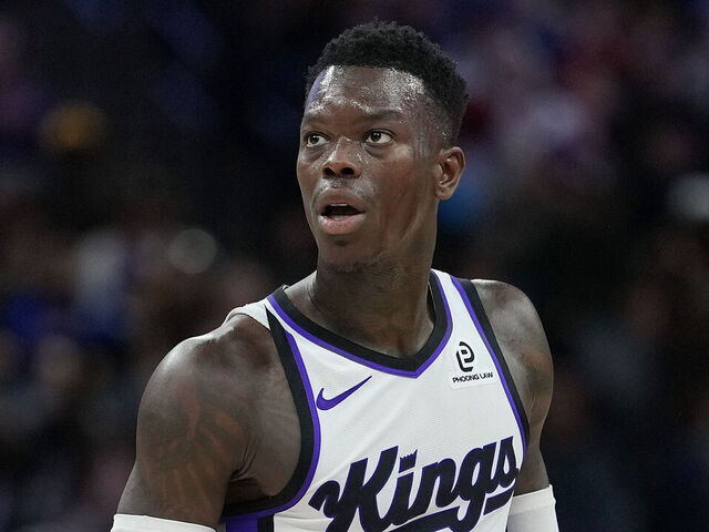 SACRAMENTO, CALIFORNIA - NOVEMBER 05: Dennis Schroder #17 of the Sacramento Kings reacts after making a three-point shot against the Golden State Warriors in the second half at Golden 1 Center on November 05, 2025 in Sacramento, California.