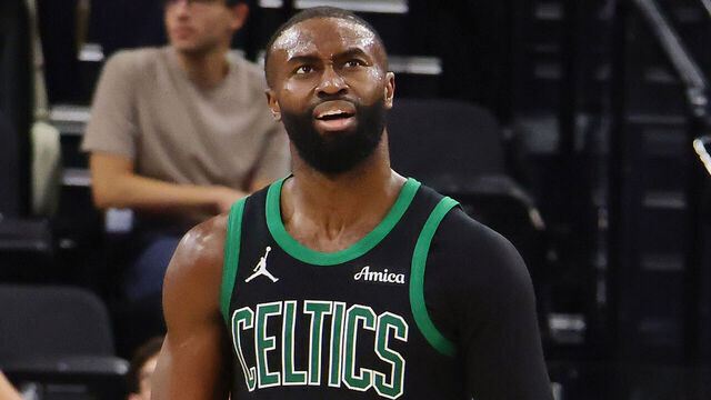 INGLEWOOD, CA - JANUARY 3: Jaylen Brown #7 of the Boston Celtics looks up at video board as he's taken out of the game during the second half of an NBA game against the Los Angeles Clippers on January 3, 2026 at Intuit Dome in Inglewood, California.