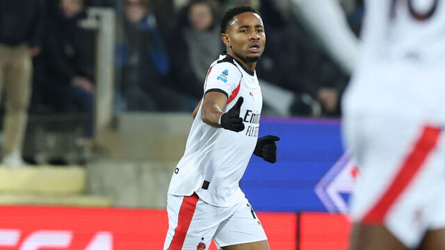 FLORENCE, ITALY - JANUARY 11: Christopher Nkunku of AC Milan celebrates after scoring the goal during the Serie A match between ACF Fiorentina and AC Milan at Artemio Franchi on January 11, 2026 in Florence, Italy.