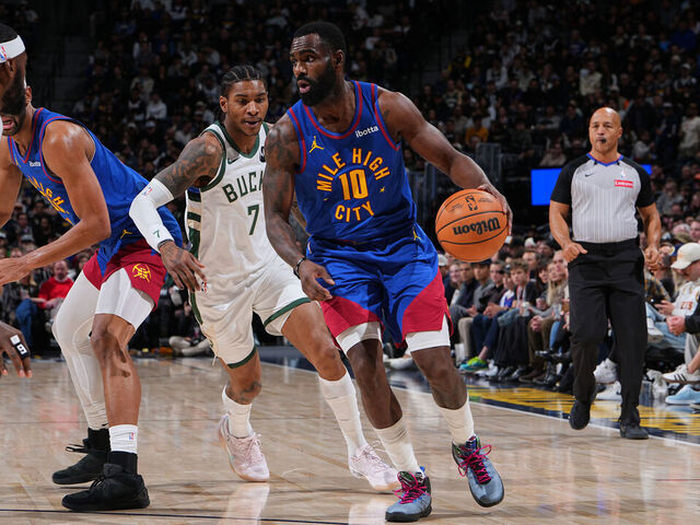DENVER, CO - JANUARY 11: Tim Hardaway Jr. #10 of the Denver Nuggets drives to the basket during the game against the Milwaukee Bucks on January 11, 2026 at Ball Arena in Denver, Colorado. NOTE TO USER: User expressly acknowledges and agrees that, by downloading and/or using this Photograph, user is consenting to the terms and conditions of the Getty Images License Agreement. Mandatory Copyright Notice: Copyright 2026 NBAE