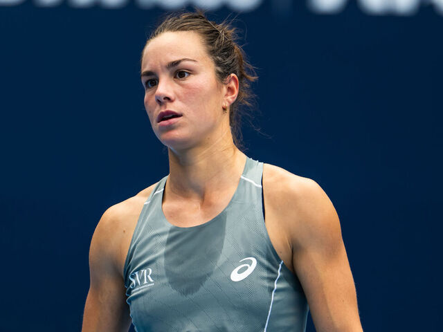 BEIJING, CHINA - SEPTEMBER 29: Lois Boisson of France reacts during her match against Emma Navarro of the United States in the third round on Day 8 of the China Open at National Tennis Center on September 29, 2025 in Beijing, China