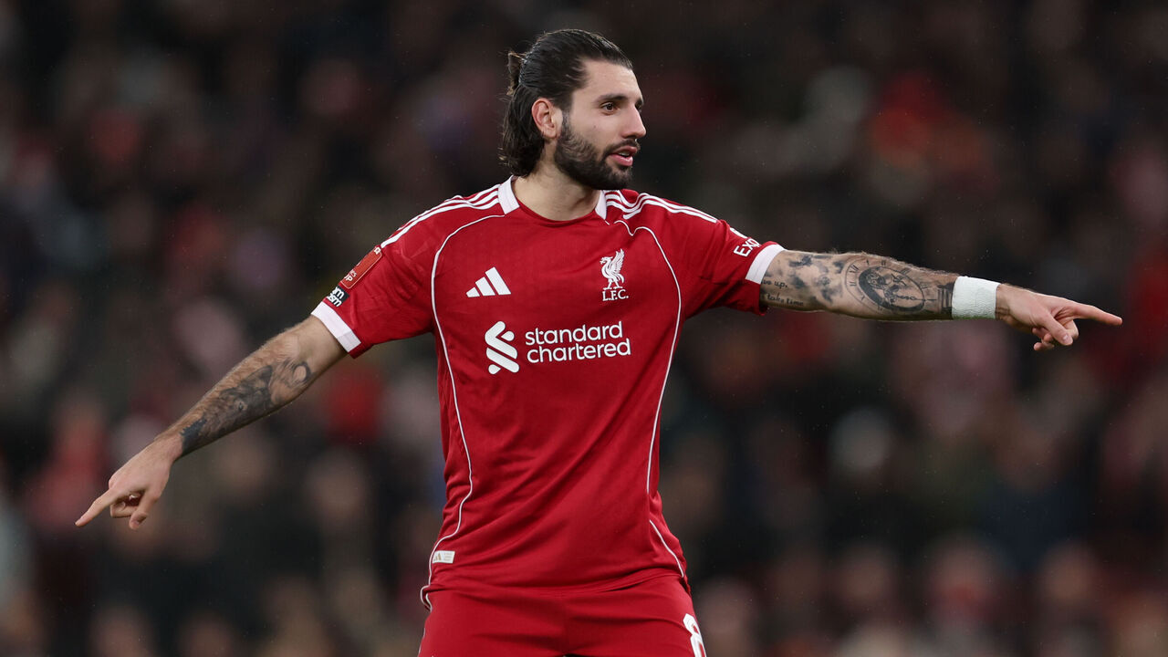 LIVERPOOL, ENGLAND - JANUARY 12: Dominik Szoboszlai of Liverpool during the Emirates FA Cup Third Round match between Liverpool and Barnsley at Anfield on January 12, 2026 in Liverpool, England.