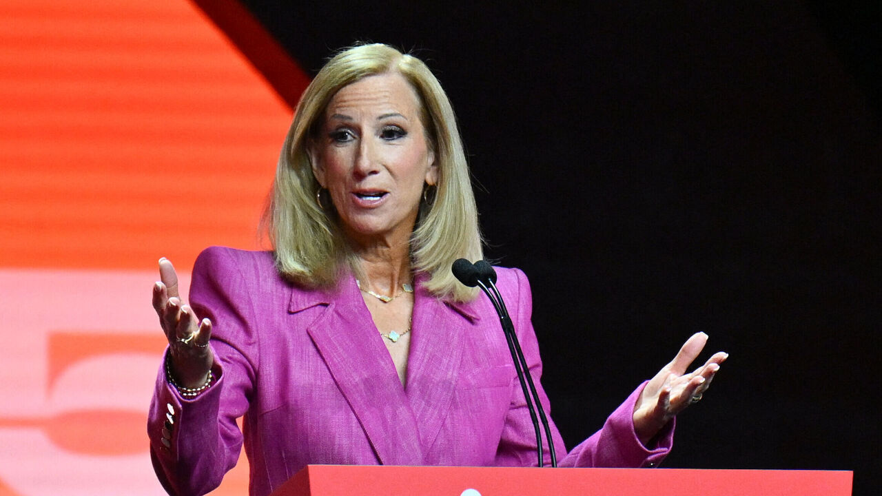 WNBA commissionner Cathy Engelbert speaks during the 2025 WNBA Draft at the Shed in New York City on April 14, 2025.