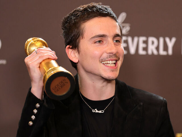BEVERLY HILLS, CALIFORNIA - JANUARY 11: (FOR EDITORIAL USE ONLY) Timothée Chalamet, winner of the Best Performance by a Male Actor in a Motion Picture – Musical or Comedy Award for "Marty Supreme" poses in the press room during the 83rd Annual Golden Globe Awards at The Beverly Hilton on January 11, 2026 in Beverly Hills, California.