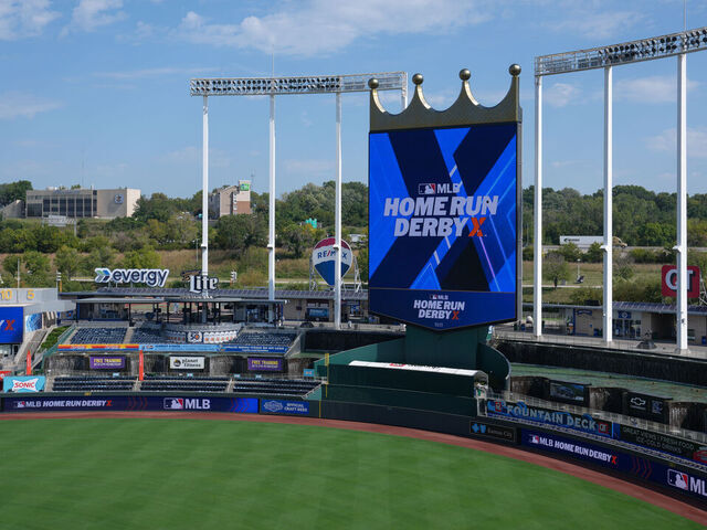 KANSAS CITY, MO - SEPTEMBER 13: A general view of the outfield and scoreboard of Kauffman Stadium prior to the MLB Home Run Derby X on Saturday, September 13, 2025 in Kansas City, Missouri.