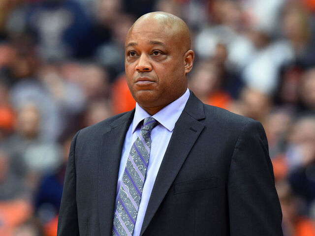 SYRACUSE, NY - DECEMBER 19: Head coach Bill Courtney of the Cornell Big Red looks on from the sidelines against the Syracuse Orange during the first half at the Carrier Dome on December 19, 2015 in Syracuse, New York. Syracuse defeated Cornell 67-46.