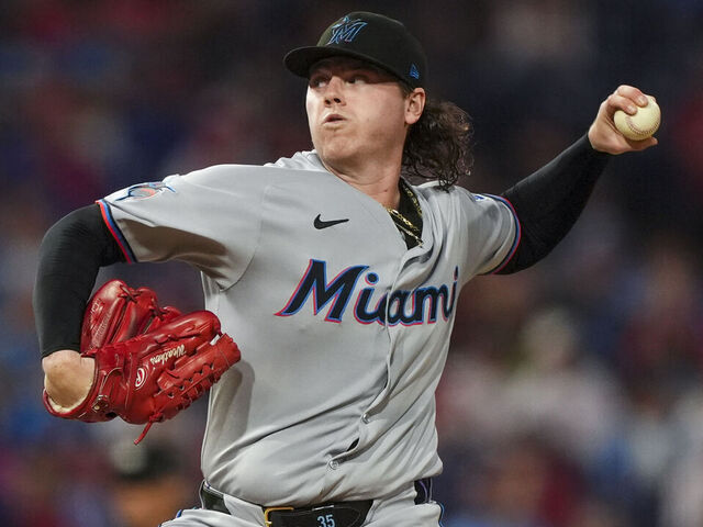 PHILADELPHIA, PENNSYLVANIA - SEPTEMBER 24: Ryan Weathers #35 of the Miami Marlins delivers a pitch in the game against the Philadelphia Phillies at Citizens Bank Park on September 24, 2025 in Philadelphia, Pennsylvania.