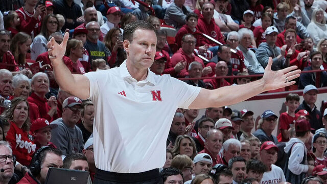 BLOOMINGTON, IN - JANUARY 10: Nebraska Cornhuskers coach Fred Hoiberg coaches on the sidelines against the Indiana Hoosiers on January 10, 2026, at Simon Skjodt Assembly Hall in Bloomington, Indiana.