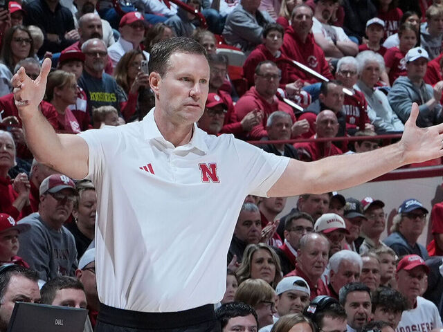 BLOOMINGTON, IN - JANUARY 10: Nebraska Cornhuskers coach Fred Hoiberg coaches on the sidelines against the Indiana Hoosiers on January 10, 2026, at Simon Skjodt Assembly Hall in Bloomington, Indiana.