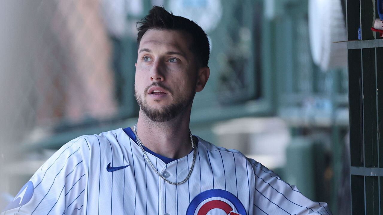 CHICAGO, ILLINOIS - AUGUST 21: Kyle Tucker #30 of the Chicago Cubs reacts after grounding out against the Milwaukee Brewers during the sixth inning at Wrigley Field on August 21, 2025 in Chicago, Illinois.
