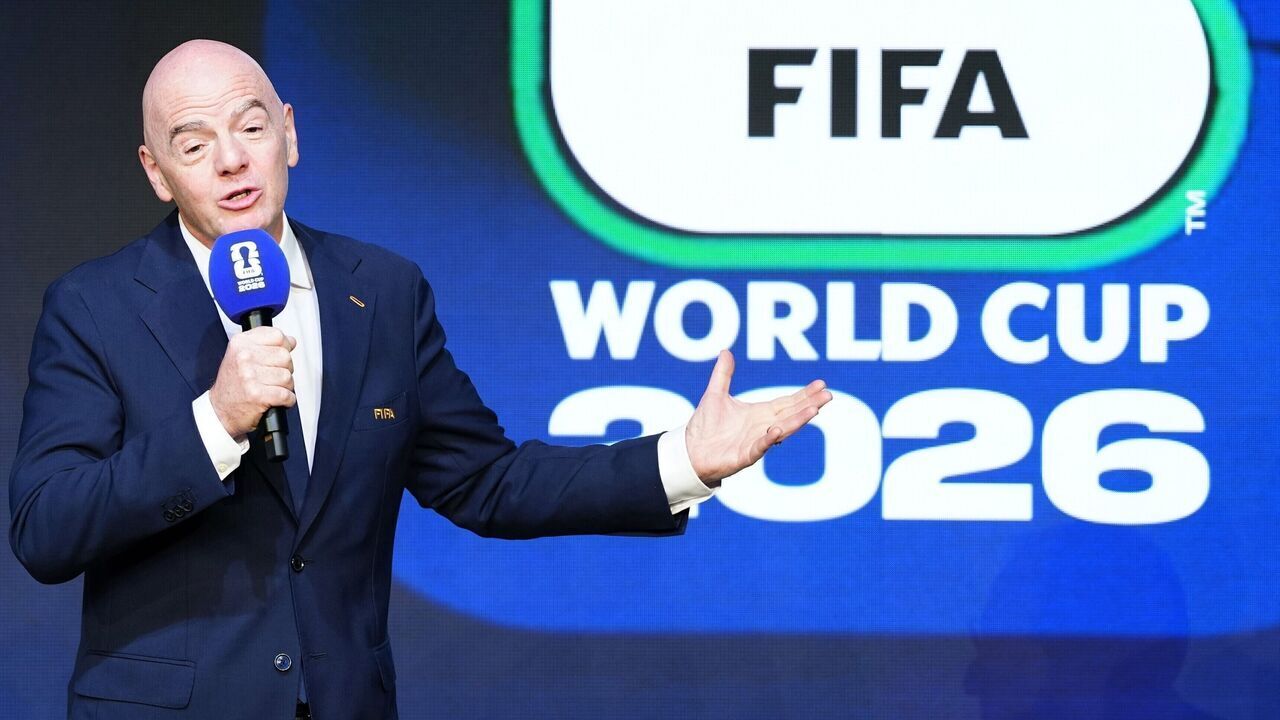 FIFA President Gianni Infantino speaks during the unveiling of the match schedule for the FIFA World Cup 2026 in Washington, D.C., the United States, on Dec. 6, 2025.